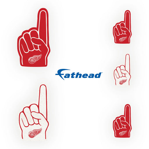 Detroit Red Wings - 5 Foam Finger Minis (Mixed Sizes) - Official NHL - Reusable Vinyl Decals