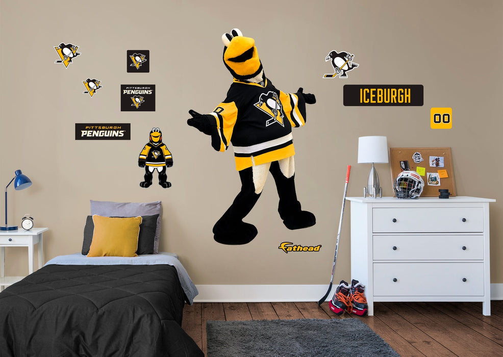 Iceburgh Mascot - RealBig Collection - Official NHL - Pittsburgh Penguins - Reusable Vinyl Wall Decals #2