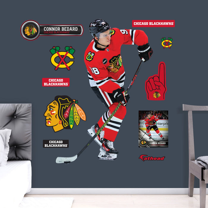Connor Bedard - RealBig Slapshot Collection - Official NHL - Chicago Blackhawks - Reusable Vinyl Wall Decals