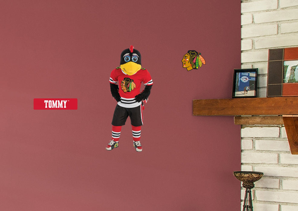 Tommy Hawk Mascot - RealBig Collection - Official NHL - Chicago Blackhawks - Reusable Vinyl Wall Decals