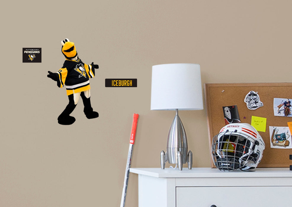 Iceburgh Mascot - RealBig Collection - Official NHL - Pittsburgh Penguins - Reusable Vinyl Wall Decals #2