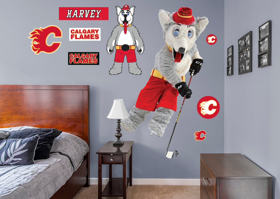 Harvey the Hound - RealBig Mascot Collection - Official NHL - Calgary Flames - Reusable Vinyl Wall Decals