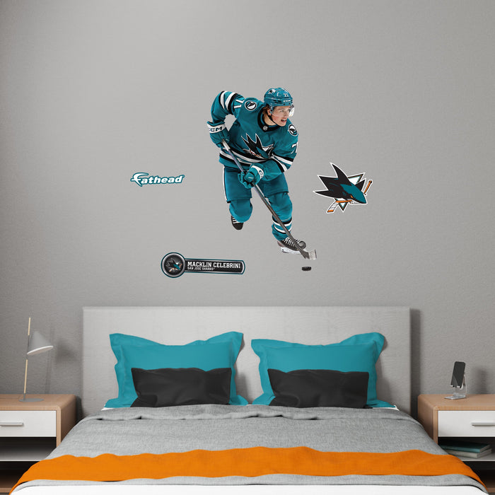 Macklin Celebrini - Realbig Collection - Official NHL - San Jose Sharks - Reusable Vinyl Wall Decals