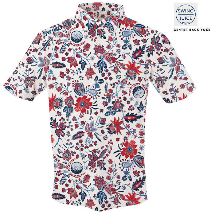 Golf Americana Floral Men's Polo-White
