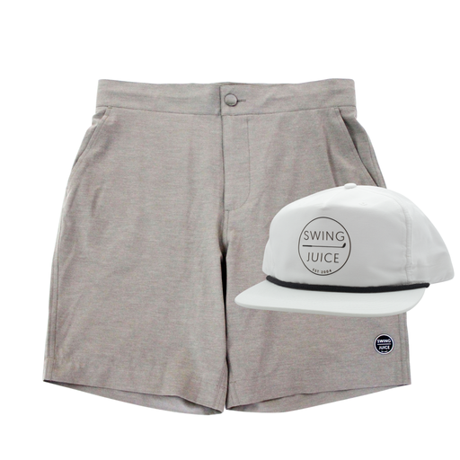 SwingJuice Men's Golf Sunrise Short Sea Cliff & Retro Unisex Rope Hat White Bundle by SwingJuice LLC