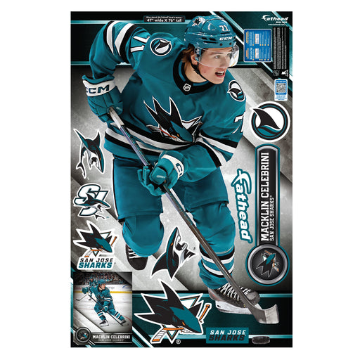 Macklin Celebrini - Realbig Collection - Official NHL - San Jose Sharks - Reusable Vinyl Wall Decals