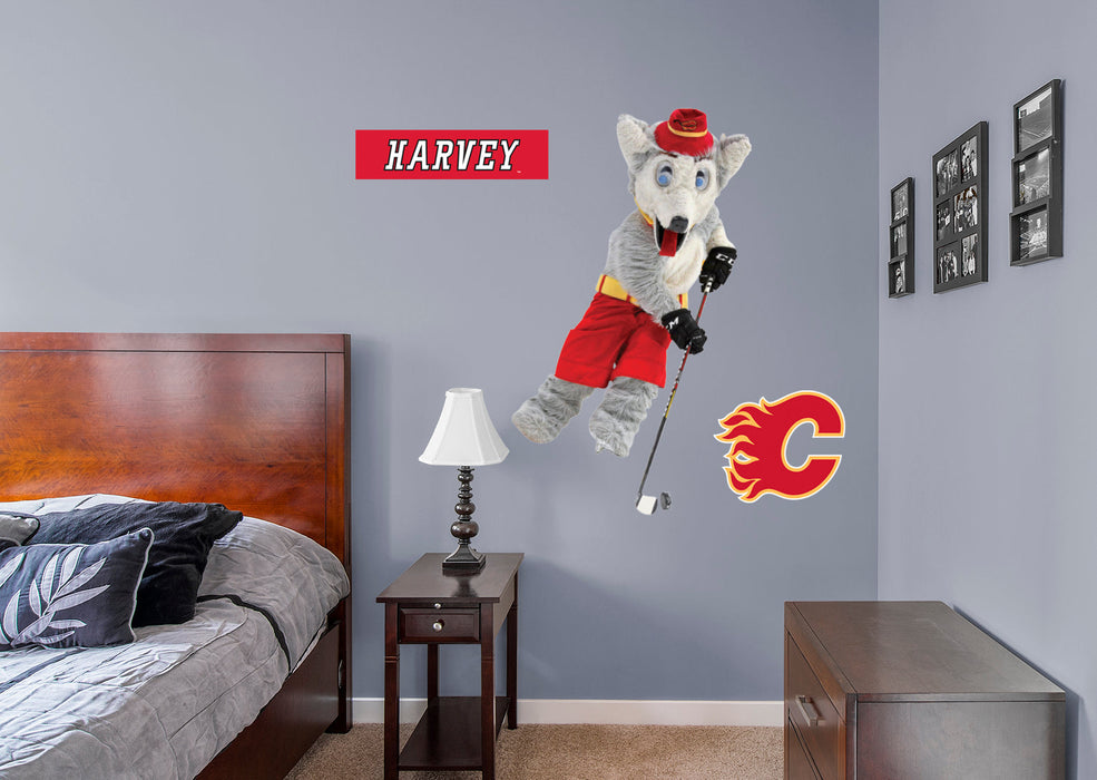 Harvey the Hound - RealBig Mascot Collection - Official NHL - Calgary Flames - Reusable Vinyl Wall Decals