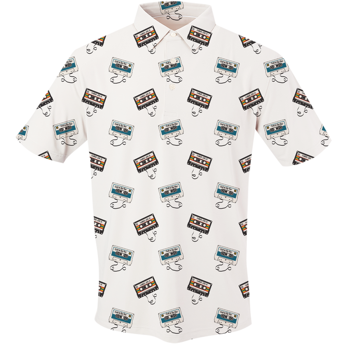 Golf Mixtape Toss Men's Polo - Blank Left Chest-Ivory