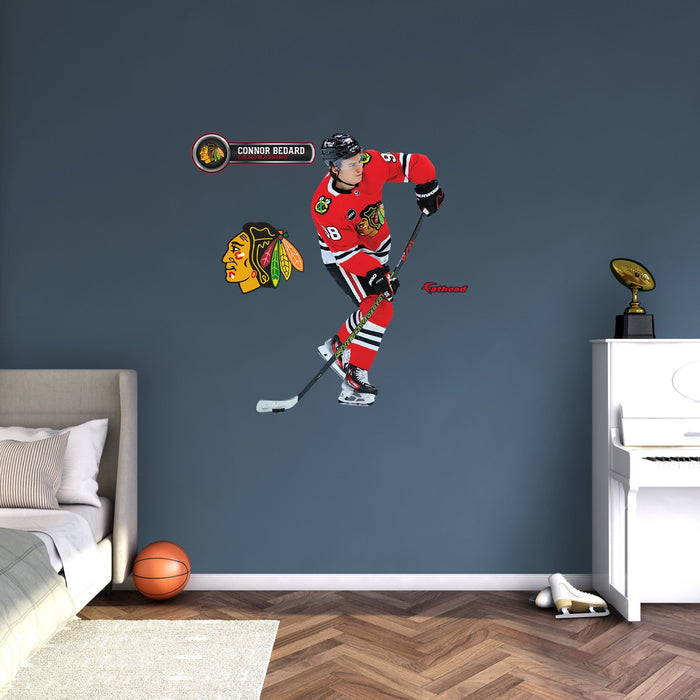 Connor Bedard - RealBig Slapshot Collection - Official NHL - Chicago Blackhawks - Reusable Vinyl Wall Decals