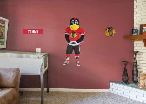 Tommy Hawk Mascot - RealBig Collection - Official NHL - Chicago Blackhawks - Reusable Vinyl Wall Decals